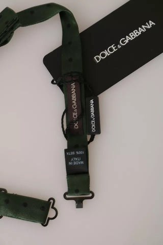 Corbata de hombre de seda verde con puntos