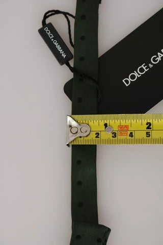 Corbata de hombre de seda verde con puntos