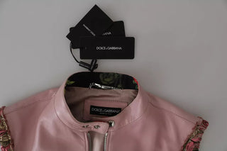 Chaleco sin mangas de cuero rosa tipo chaqueta blusa