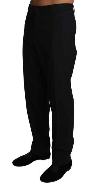 Pantalones de vestir de lana elástica negra