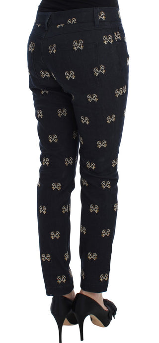 Jeans KATE Ajustados de Algodón Bordado en Azul