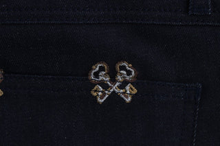 Jeans KATE Ajustados de Algodón Bordado en Azul