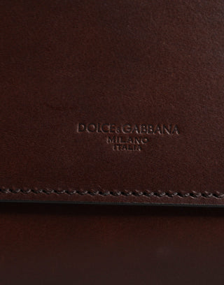 Brown Leather Logo Embossed Crossbody Bag