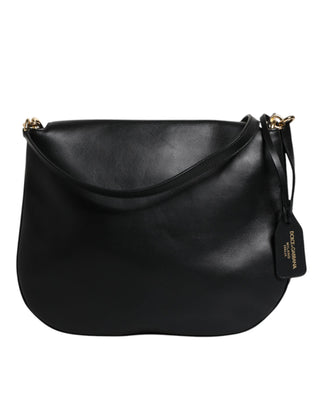 Schwarze Satteltasche aus Leder mit Überschlag