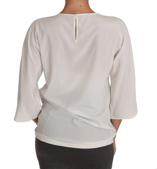 Weißes Seiden-T-Shirt #dgfamily Crystal