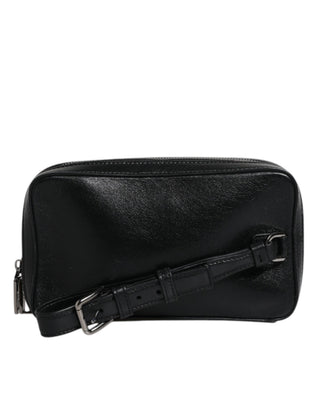 Bolso de mano negro con correa de muñeca LED y logo