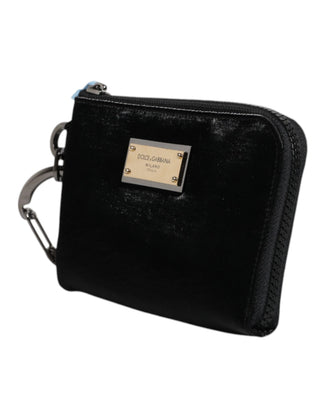 Bolso Clutch de Nylon Negro con Llavero y Placa de Logo