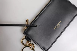 Black Calfskin Leather DG Logo Card Holder Wallet