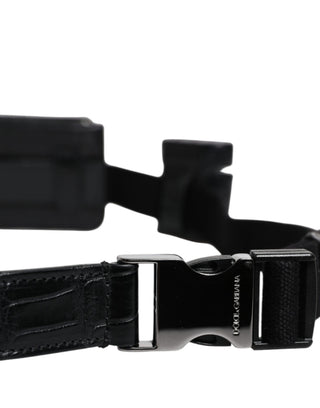 Funda para Airpods de cuero de caimán negro tipo monedero