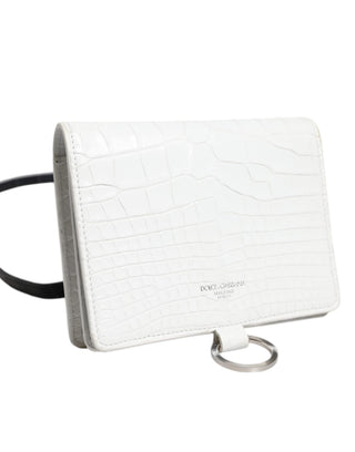 Cartera bandolera bifold de cuero blanco y azul