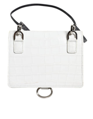 Cartera bandolera bifold de cuero blanco y azul