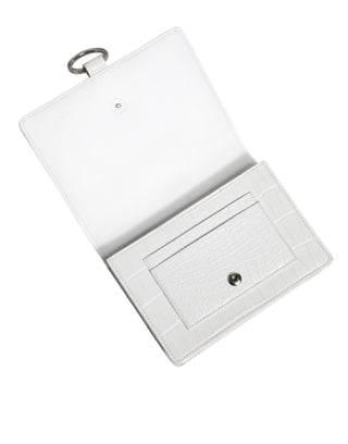Cartera bandolera bifold de cuero blanco y azul