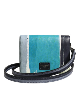 Cartera portatarjetas bifold de cuero multicolor con logo DG