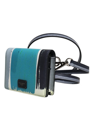 Cartera portatarjetas bifold de cuero multicolor con logo DG