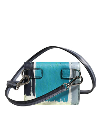 Cartera portatarjetas bifold de cuero multicolor con logo DG