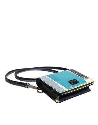 Cartera portatarjetas bifold de cuero multicolor con logo DG