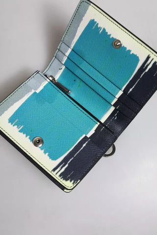 Cartera portatarjetas bifold de cuero multicolor con logo DG