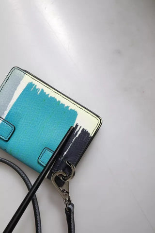 Cartera portatarjetas bifold de cuero multicolor con logo DG