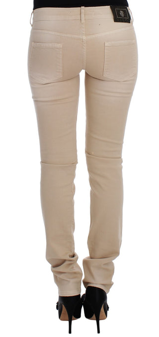 Jeans Ajustados de Algodón Elástico Beige