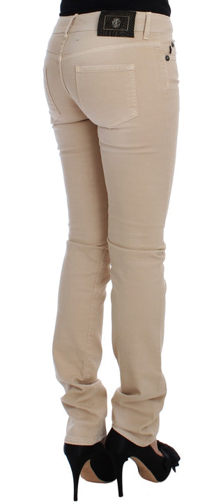 Jeans Ajustados de Algodón Elástico Beige