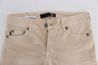 Jeans Ajustados de Algodón Elástico Beige