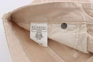 Jeans Ajustados de Algodón Elástico Beige
