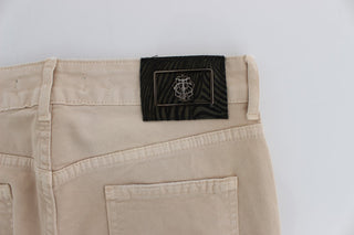 Jeans Ajustados de Algodón Elástico Beige