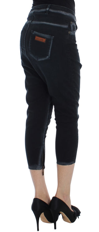 Jeans Relajados de Algodón Elástico Baggy Azules
