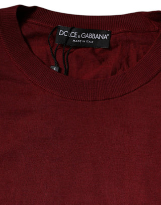 Maroon Cashmere Crew Neck Pullover Sweater