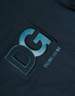 Blaues T-Shirt mit Rundhalsausschnitt, Logo und kurzen Ärmeln