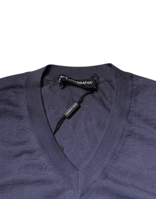 Gray Cashmere V-neck Men Pullover Sweater