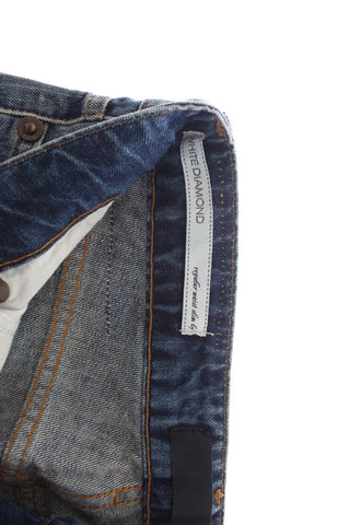 Jeans Rectos de Algodón Desgastados Azules