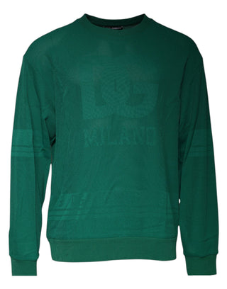 Suéter verde de nylon con logo y cuello redondo