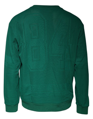 Suéter verde de nylon con logo y cuello redondo