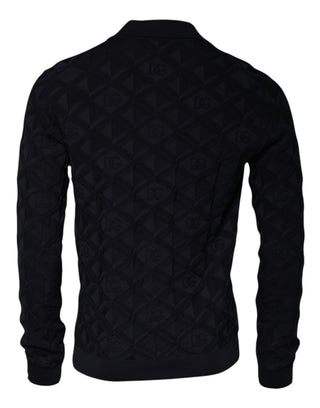 Cárdigan negro de seda para hombre con cuello redondo