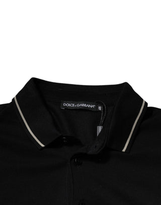 Schwarz-weißes Poloshirt aus Baumwolle mit kurzen Ärmeln