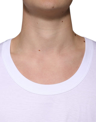 Weißes, ärmelloses Rundhals-Tank-Top aus Baumwolle