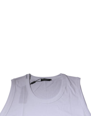 Weißes, ärmelloses Rundhals-Tank-Top aus Baumwolle