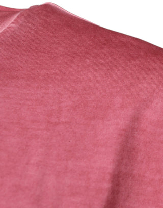 Camiseta rosa de algodón con logo impreso y cuello redondo