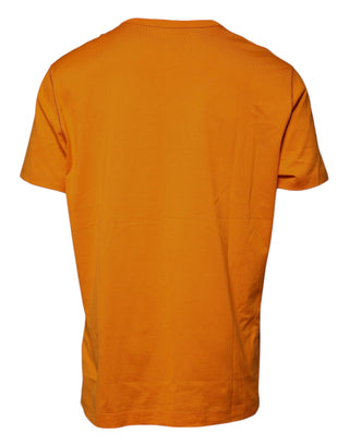 Camiseta naranja de algodón con logo y cuello redondo