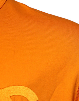 Camiseta naranja de algodón con logo y cuello redondo