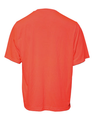 Orangefarbenes T-Shirt aus Polyester mit Rundhalsausschnitt und Logo