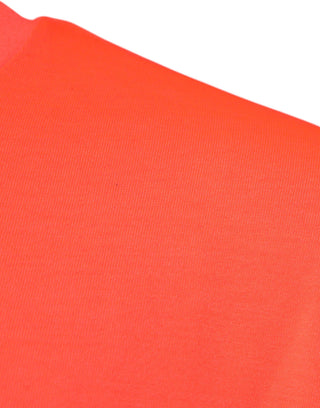 Orangefarbenes T-Shirt aus Polyester mit Rundhalsausschnitt und Logo