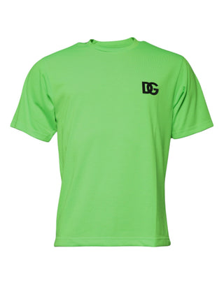 Grünes Polyester-T-Shirt mit Rundhalsausschnitt und Logo