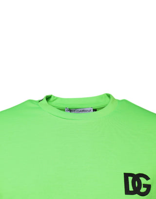 Grünes Polyester-T-Shirt mit Rundhalsausschnitt und Logo