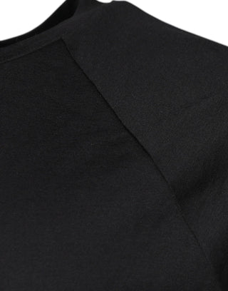 Schwarzes Baumwoll-T-Shirt mit Rundhalsausschnitt und Logodruck