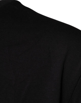 Schwarzes Baumwoll-T-Shirt mit Rundhalsausschnitt und Logodruck