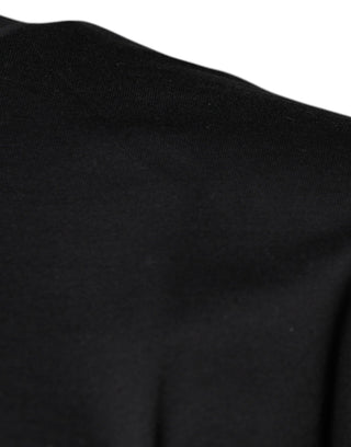 Camiseta de algodón negra con logo DG estampado y cuello redondo