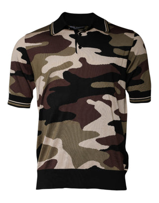 Camiseta polo multicolor con estampado de camuflaje y cuello