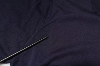 Polo de manga corta azul de seda con cuello